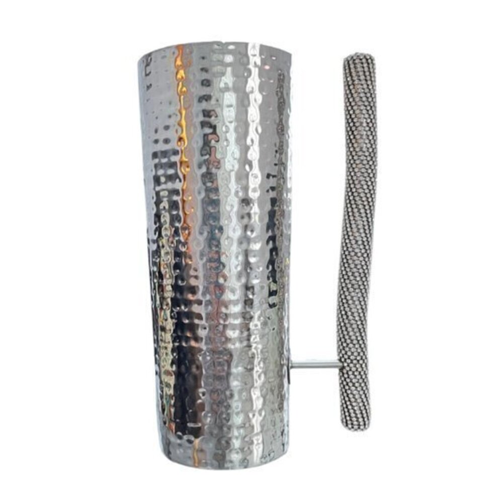 Hammered Metal Pitcher with Cut Crystal Handle by Alan Lee